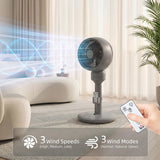 HOMCOM Air Circulator Fan Pedestal Cooling Fan with 3 Speed 3 Mode and Remote Control, 9 Inch, Grey