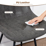 HOMCOM Set of 2 PU Leather Swivel Bar Stools - Grey