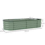 Outsunny Galvanised Raised Garden Bed, Metal Planter Box with Safety Edging, for Flowers, Herbs, Succulents, Pack of 2, Green