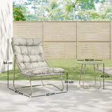 Outsunny 3 Piece Garden Bistro Set, Round Outdoor Bistro Table and Chairs Set for 2 with Texteline Seat and Cushions, Light Grey