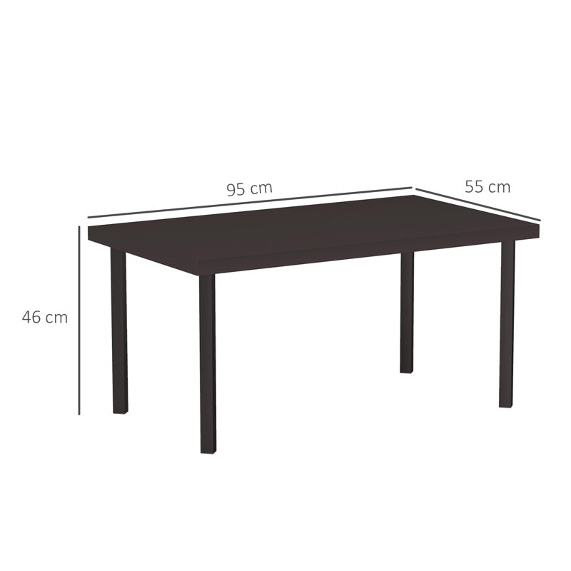 Outsunny Metal Garden Coffee Table, Rectangular Outdoor Side Table with Woodgrain Tabletop, Foot Pads for Outside, Garden, Balcony, Porch, 95 x 55 x 46cm, Brown