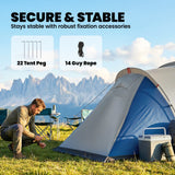 Outsunny Family Camping Tent 3000mm Waterproof Windproof Tunnel Tent 8-12 Person, Navy Blue & Light Grey