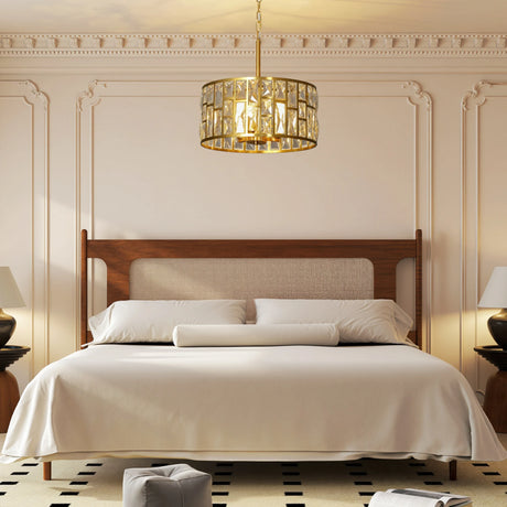 HOMCOM 72 Glass Crystallite Chandelier - Gold-Tone