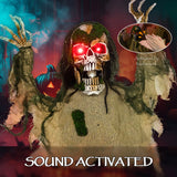 Outsunny Halloween Animated Skeleton with Glowing LED Eyes, Half-Body Scary Halloween Decorations, Battery Operated, Indoor Party Props
