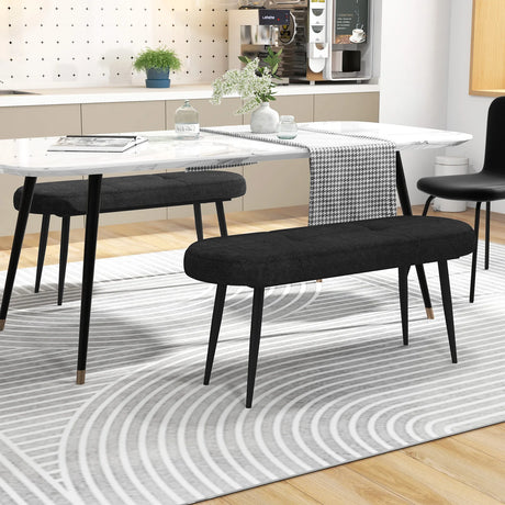 113 cm Ottoman Bench with Sponge Padded Cushion for Entryway Living Room Foyer-Black