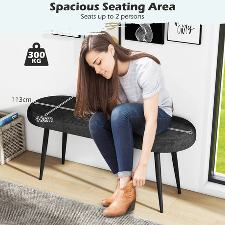 113 cm Ottoman Bench with Sponge Padded Cushion for Entryway Living Room Foyer-Black