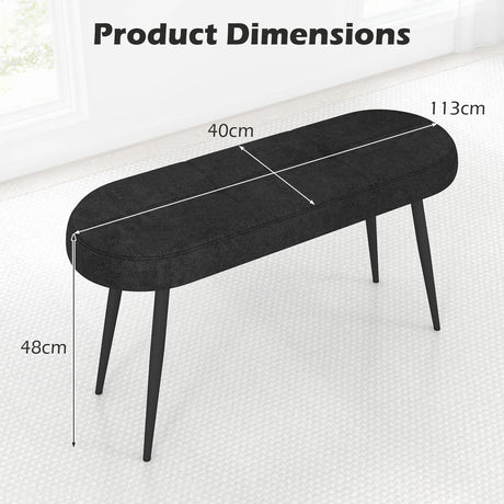 113 cm Ottoman Bench with Sponge Padded Cushion for Entryway Living Room Foyer-Black