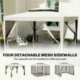Outsunny 3 x 3 m Gazebo, Netting Party Tent, Patio Canopy Outdoor Event Shelter with Double Tier Roof, Cream White