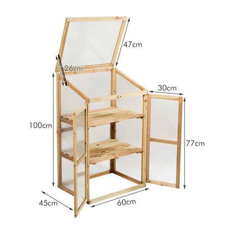 3-Tier Outdoor Wooden Greenhouse for Garden Balcony Backyard