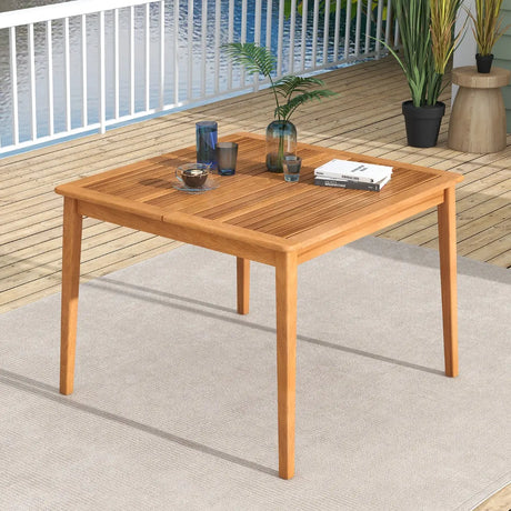 39 Inch Acacia Wood Dining Square Bistro Table with 1.96 Inch Umbrella Hole