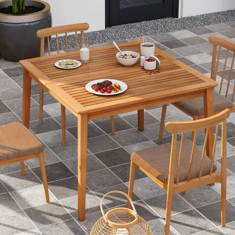 39 Inch Acacia Wood Dining Square Bistro Table with 1.96 Inch Umbrella Hole