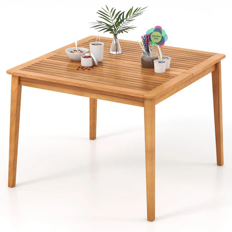 39 Inch Acacia Wood Dining Square Bistro Table with 1.96 Inch Umbrella Hole