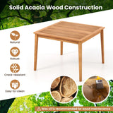 39 Inch Acacia Wood Dining Square Bistro Table with 1.96 Inch Umbrella Hole