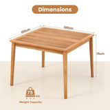 39 Inch Acacia Wood Dining Square Bistro Table with 1.96 Inch Umbrella Hole