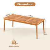 8-Person Outdoor Acacia Wood Dining Rectangular Bistro Table with Umbrella Hole