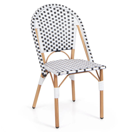 2 Pieces Outdoor Armless Dining Chairs with Hand-Woven Rattan-White