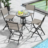 Folding Bar Stools Set of 2 Backrest Humanized Footrest-Coffee