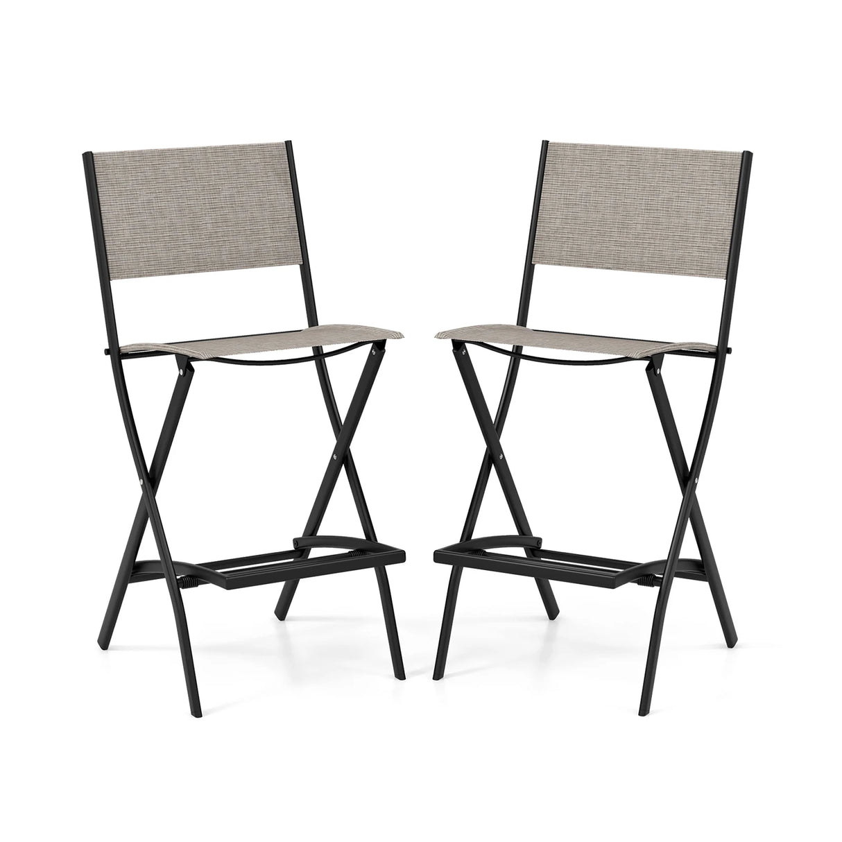Folding Bar Stools Set of 2 Backrest Humanized Footrest-Coffee