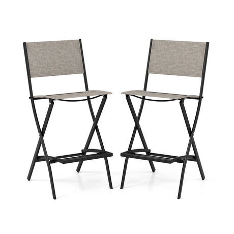 Folding Bar Stools Set of 2 Backrest Humanized Footrest-Coffee