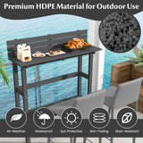 48" Patio Pub Height Table with Storage Shelf and Adjustable Foot Pads-Gray