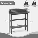 48" Patio Pub Height Table with Storage Shelf and Adjustable Foot Pads-Gray