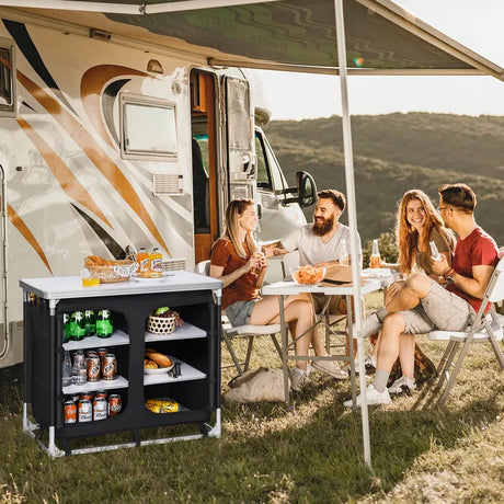 Camping Table with Zipper Storage Organizer for BBQ & Travel