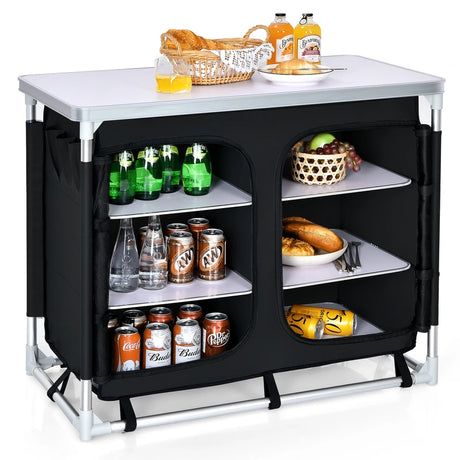 Camping Table with Zipper Storage Organizer for BBQ & Travel