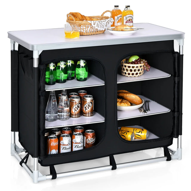 Camping Table with Zipper Storage Organizer for BBQ & Travel