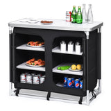 Camping Table with Zipper Storage Organizer for BBQ & Travel