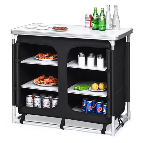 Camping Table with Zipper Storage Organizer for BBQ & Travel