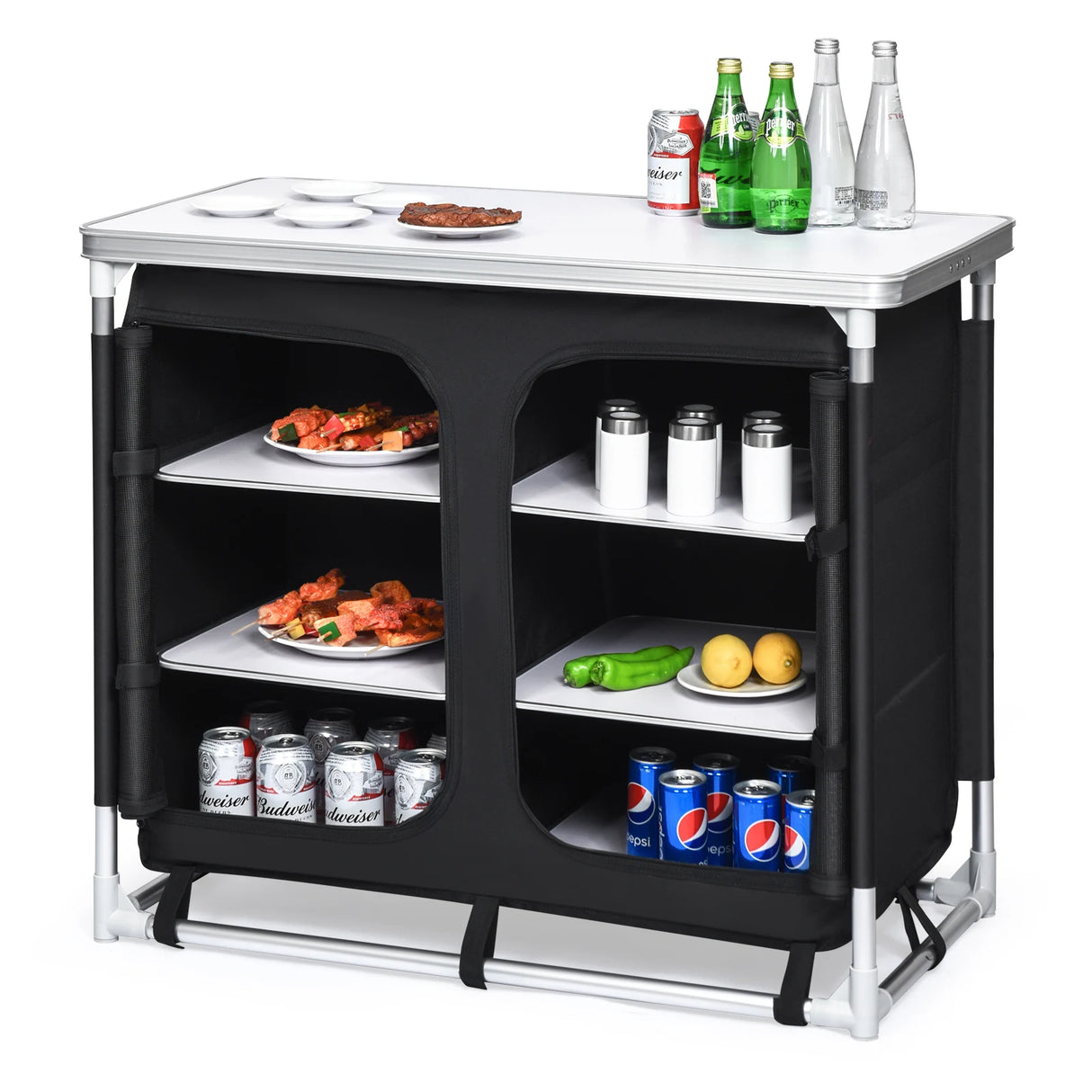 Camping Table with Zipper Storage Organizer for BBQ & Travel