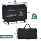 Camping Table with Zipper Storage Organizer for BBQ & Travel
