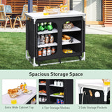 Camping Table with Zipper Storage Organizer for BBQ & Travel