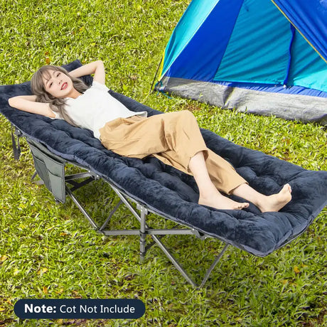 75 x 27.5 Inch Camping Cot Pads with Soft and Breathable Crystal Velvet-Navy