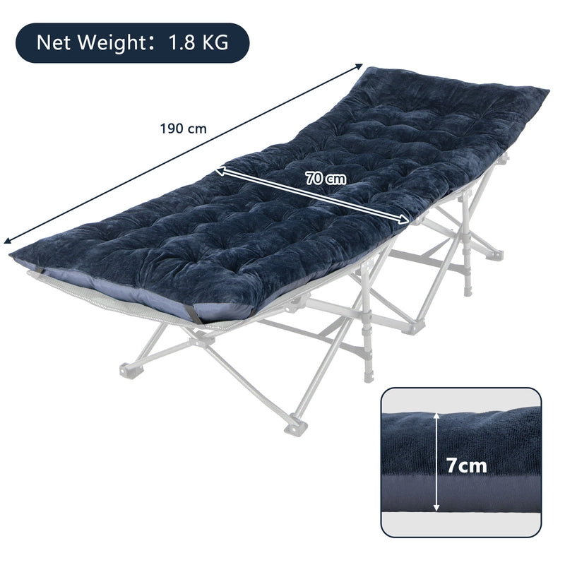 75 x 27.5 Inch Camping Cot Pads with Soft and Breathable Crystal Velvet-Navy
