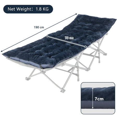 75 x 27.5 Inch Camping Cot Pads with Soft and Breathable Crystal Velvet-Navy