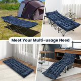 75 x 27.5 Inch Camping Cot Pads with Soft and Breathable Crystal Velvet-Navy