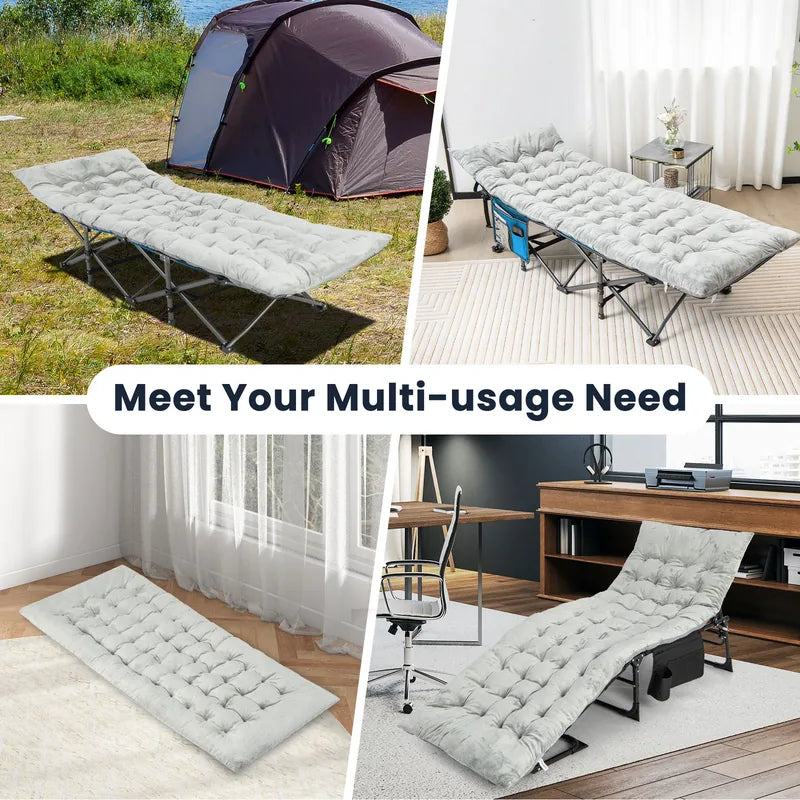 75 x 27.5 Inch Camping Cot Pads with Soft and Breathable Crystal Velvet-Gray