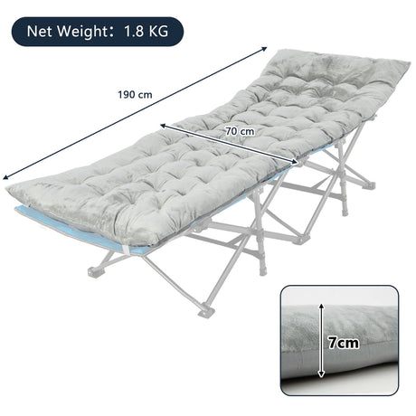 75 x 27.5 Inch Camping Cot Pads with Soft and Breathable Crystal Velvet-Gray