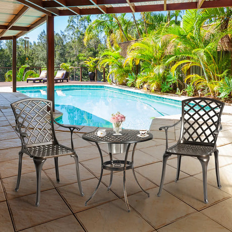 Outdoor Aluminum Dining Set of 2 Patio Bistro Chairs