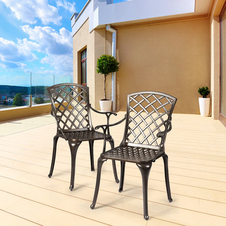Outdoor Aluminum Dining Set of 2 Patio Bistro Chairs