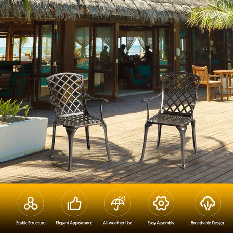Outdoor Aluminum Dining Set of 2 Patio Bistro Chairs