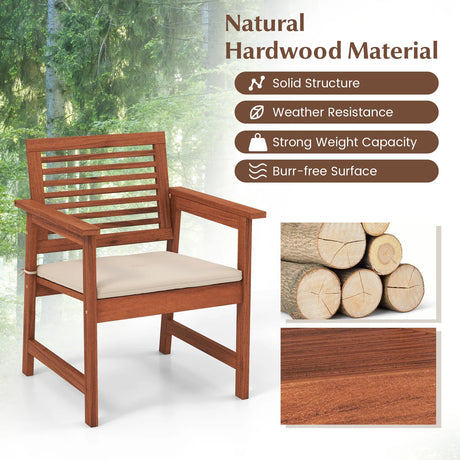 Outdoor Solid Wood Dining Chair Set of 2