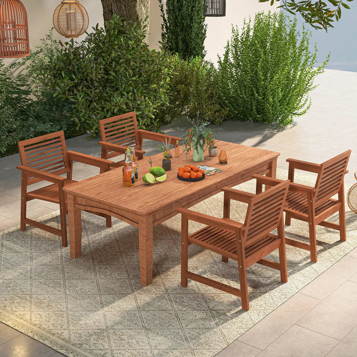 Outdoor Solid Wood Dining Chair Set of 2