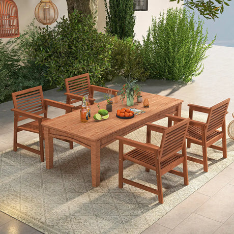 Outdoor Solid Wood Dining Chair Set of 2