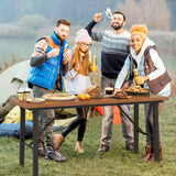 Folding Picnic Table Acacia Wood Dining Table with Metal Frame for Indoor Outdoor Activities