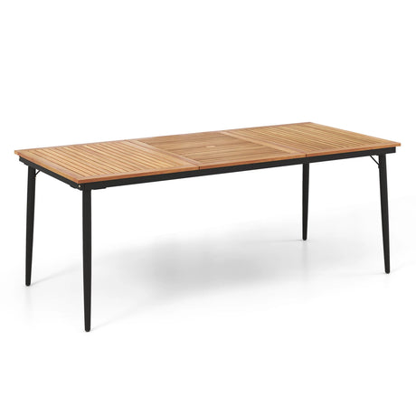 79" Acacia Wood Outdoor Dining Table for 8 with 1.9" Umbrella Hole