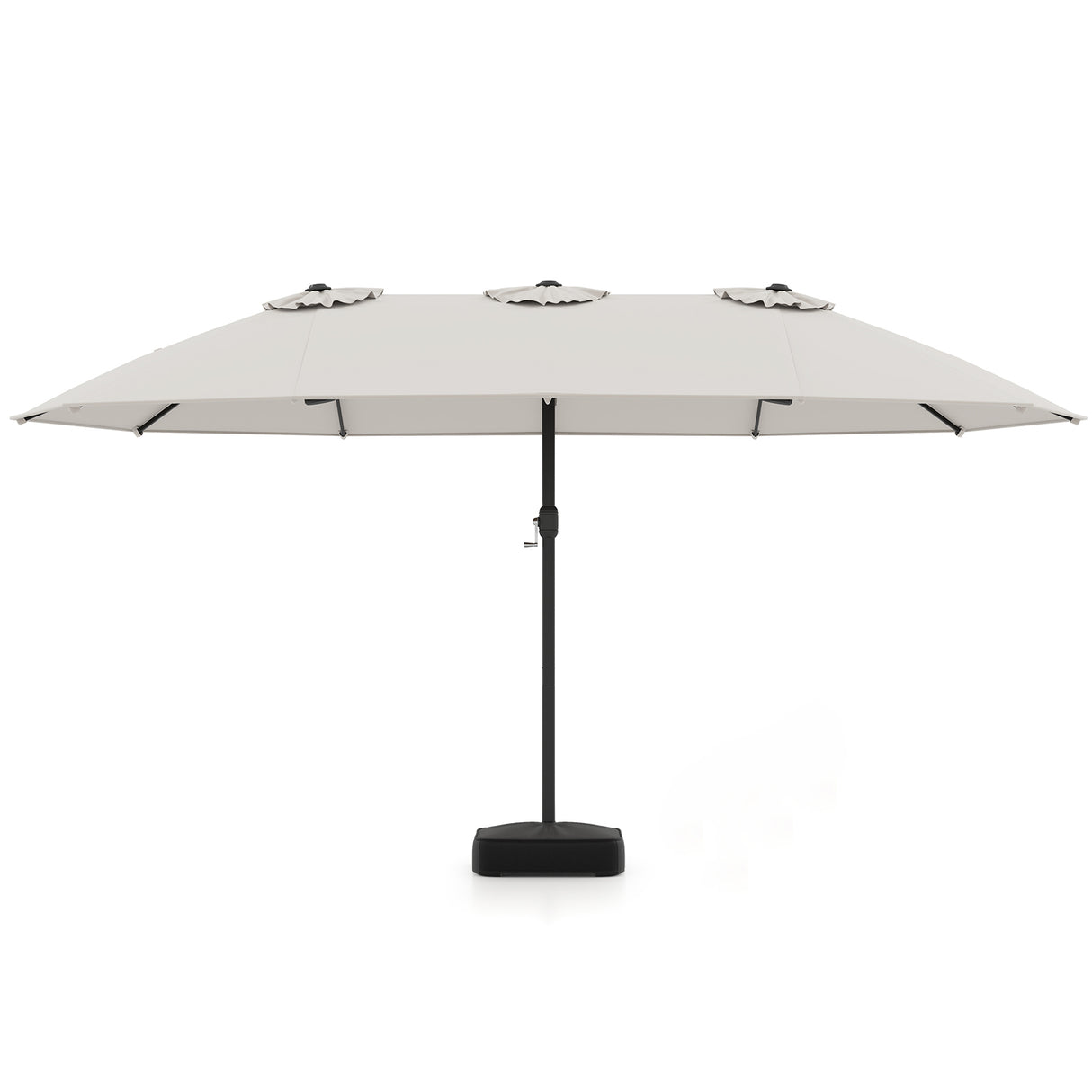 Double Sided Patio Umbrella Outdoor Large Market Umbrella with Base-Beige