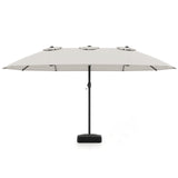 Double Sided Patio Umbrella Outdoor Large Market Umbrella with Base-Beige