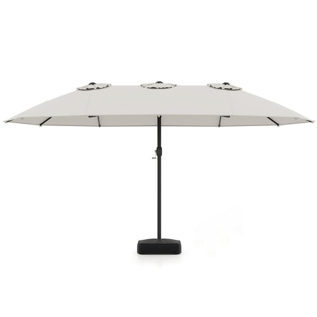 Double Sided Patio Umbrella Outdoor Large Market Umbrella with Base-Beige